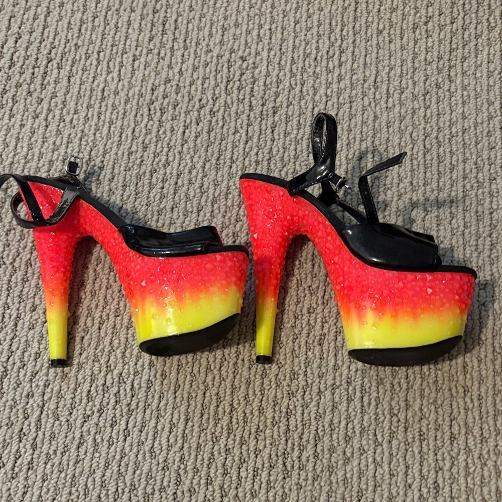 Ellie Black, Red, and Yellow Platform Heels